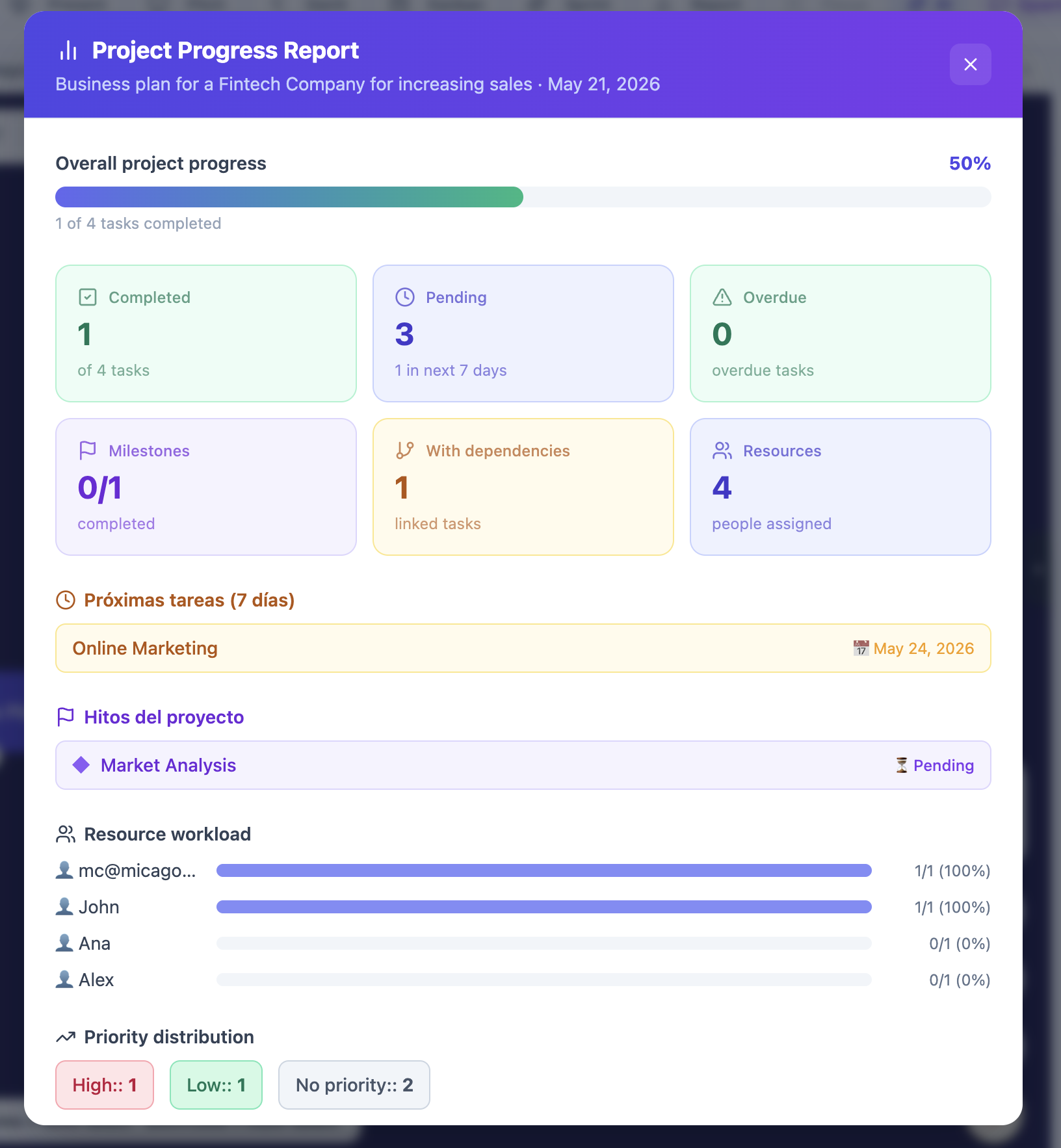 Project progress report